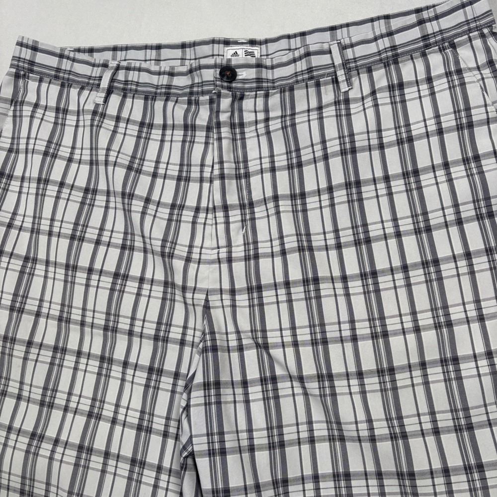 Adidas Golf Shorts Mens 38 Grey Plaid Flat Front Performance